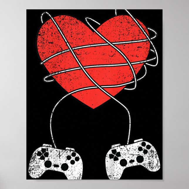Póster Día de San Valentín del controlador de videojuegos (Frente)