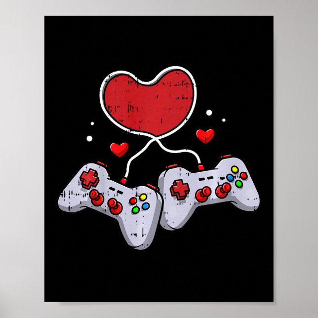 Póster Día de San Valentín del controlador de videojuegos (Frente)