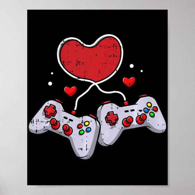 Póster Día de San Valentín del controlador de videojuegos (Frente)
