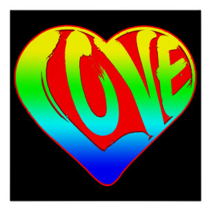 Póster Día de San Valentín del Corazón Colorido Amor