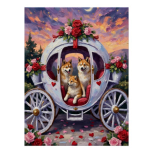 Póster Día de San Valentín del perro Akita