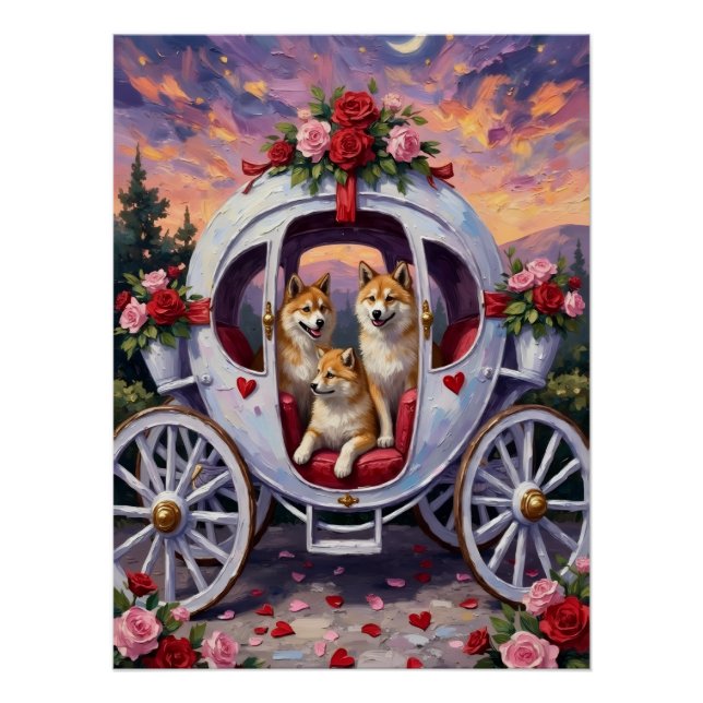Póster Día de San Valentín del perro Akita (Anverso)