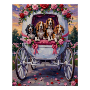 Póster Día de San Valentín del perro Basset Hound 