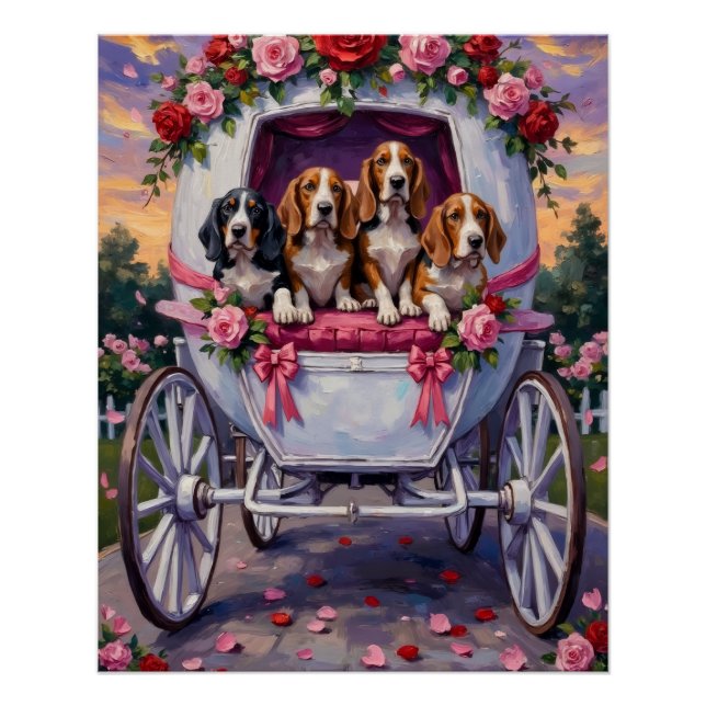 Póster Día de San Valentín del perro Basset Hound  (Anverso)