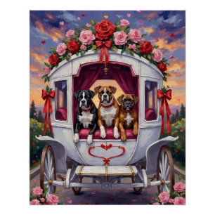 Póster Día de San Valentín del perro boxer 
