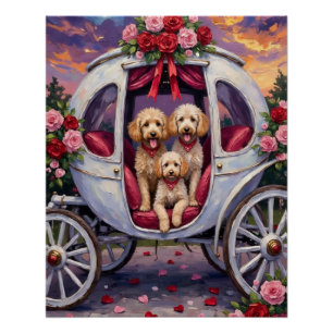 Póster Día de San Valentín del perro caniche 