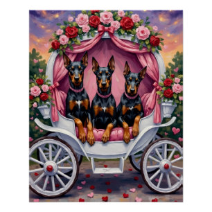 Póster Día de San Valentín del perro Doberman