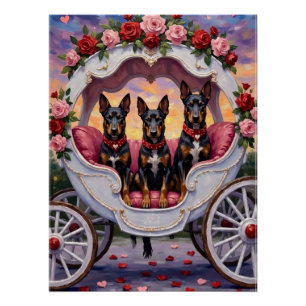 Póster Día de San Valentín del perro Malinois Belga