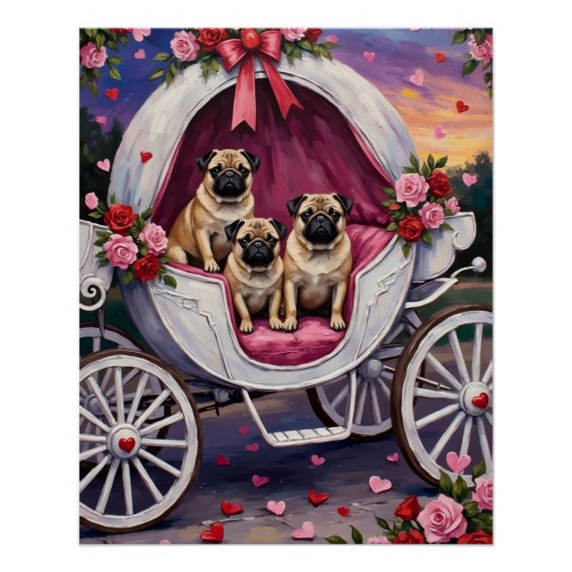 Póster Día de San Valentín del perro Pug (Anverso)
