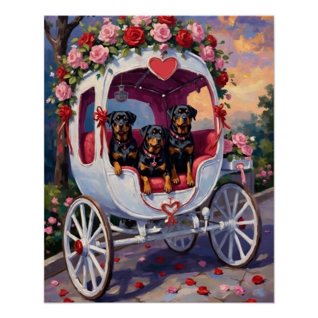 Póster Día de San Valentín del perro Rottweiler (Anverso)