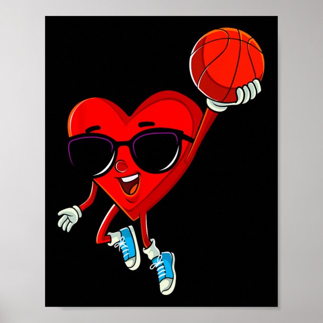 Póster Día de San Valentín Deporte de Cute de Baloncesto (Frente)