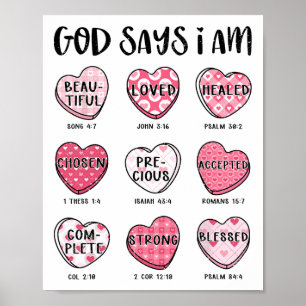 Póster Día de San Valentín Dios dice versículos de la Bib