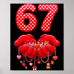 Póster Día de San Valentín Divertido 67 Seis Siete Corazó