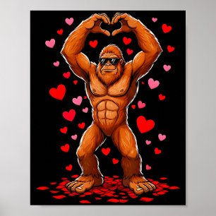 Póster Día de San Valentín Divertido Bigfoot Corazón Solt