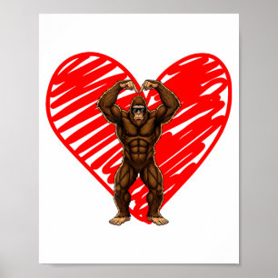 Póster Día de San Valentín Divertido Bigfoot Gafas De Sol