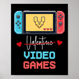 Póster Día de San Valentín divertido para jugadores V es