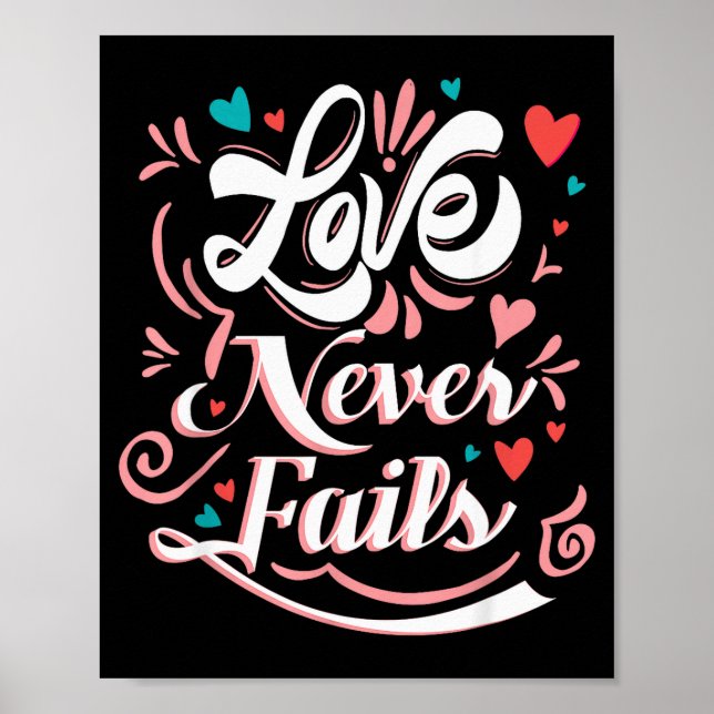Póster Día de San Valentín El Amor Nunca Falla (Frente)