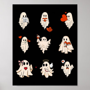 Póster Día de San Valentín Fantasma Retro Cute Mujeres Ho