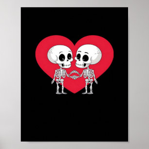 Póster Día de San Valentín Funny Skeleton Hand Heart