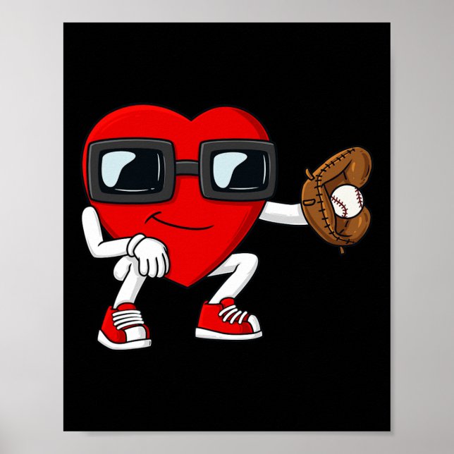 Póster Día de San Valentín Heart Baseball Catcher Fun Boy (Frente)