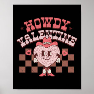 Póster Día de San Valentín Heart Retro Groovy Howdy Valen