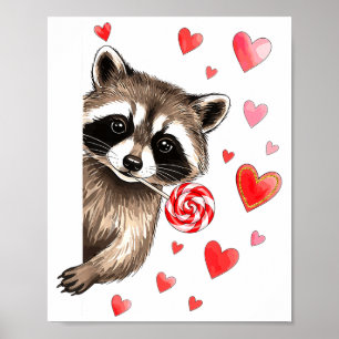 Póster Día de San Valentín Humor Sarcástico Mapache Feral