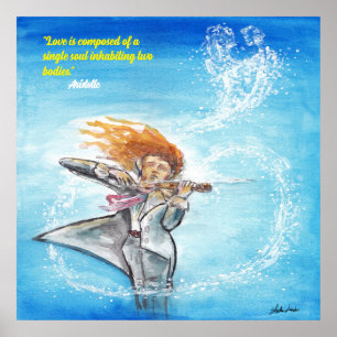 Póster Día de San Valentín Música Almas Hermoso Frase