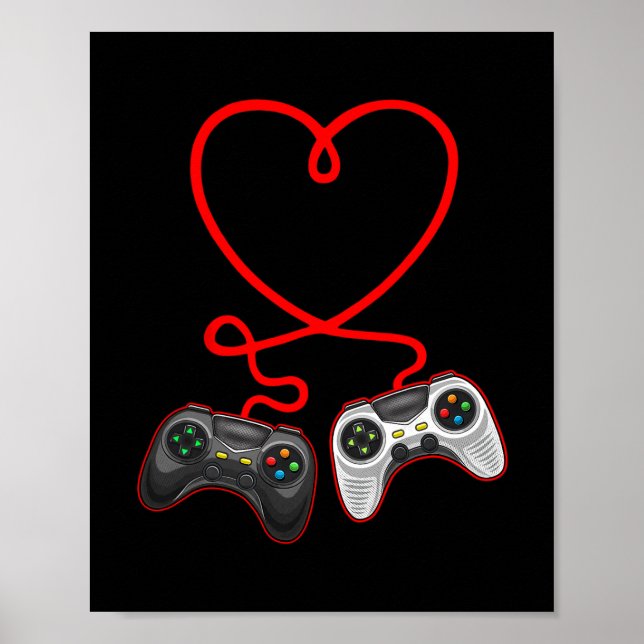 Póster Día de San Valentín para jugadores de videojuegos  (Frente)