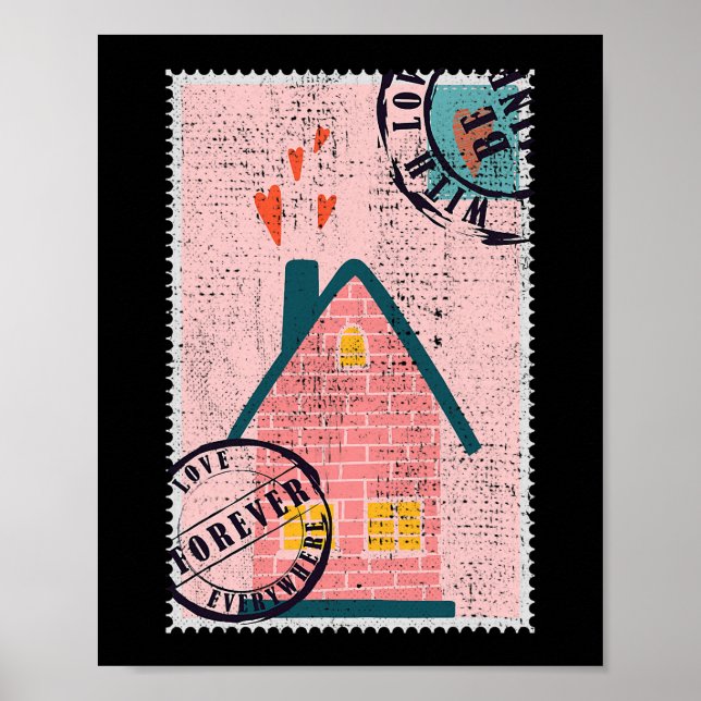 Póster Día de San Valentín Philatelist Love Postal Stamp  (Frente)