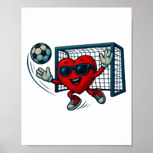 Póster Día de San Valentín Portero de Fútbol Corazón Dive