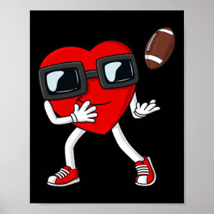 Póster Día de San Valentín Receptor de Fútbol Cardíaco Ex