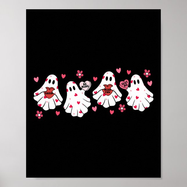 Póster Día de San Valentín retro, burro fantasma, espanto (Frente)