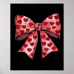 Póster Día de San Valentín Retro Coquette Bow Mujeres Niñ