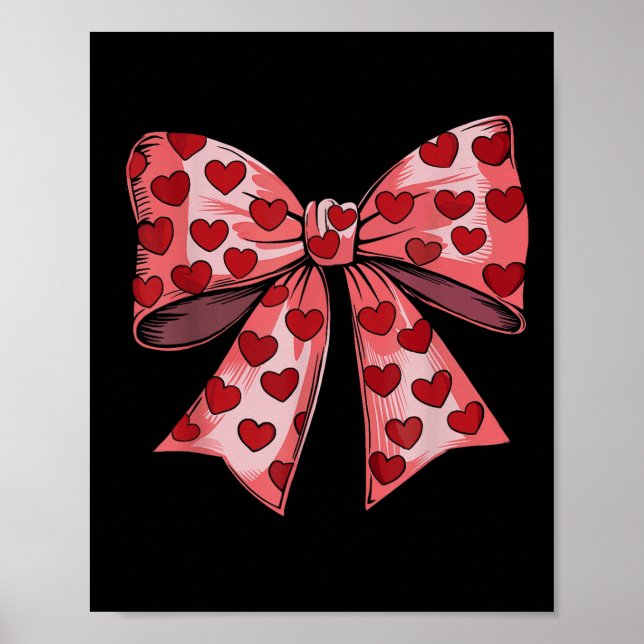 Póster Día de San Valentín Retro Coquette Bow Mujeres Niñ (Frente)
