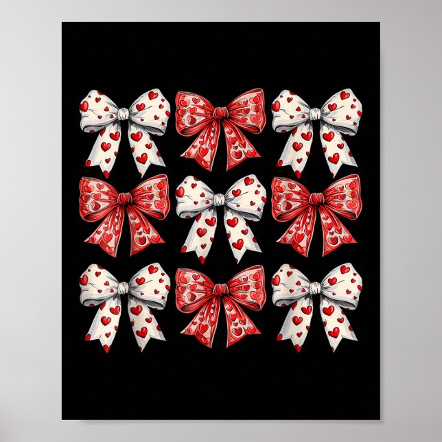Póster Día de San Valentín Retro Coquette Bow Mujeres Niñ (Frente)