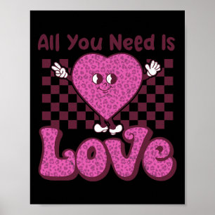 Póster Día de San Valentín Retro Groovy Todo Lo Que Neces