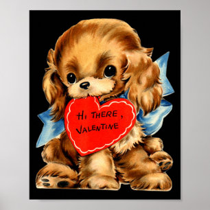 Póster Día de San Valentín Retro Vintage Cachorro de San
