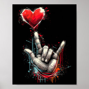 Póster Día de San Valentín Te Amo Rótulo De Mano A La Muj