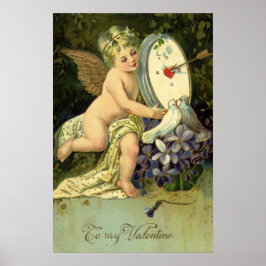 Póster Día de San Valentín victoriano, ángel vintage Aman