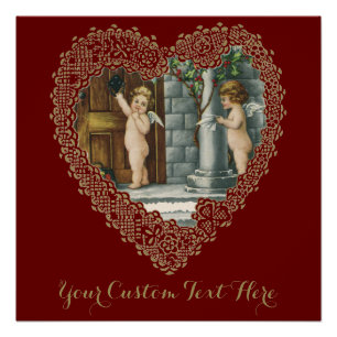 Póster Día de San Valentín Victoriano, Ángeles Antiguos c