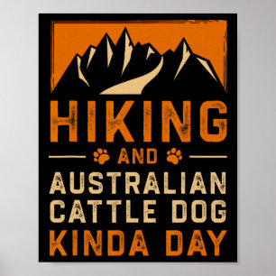 Póster Día de senderismo y perro pastor australiano azul