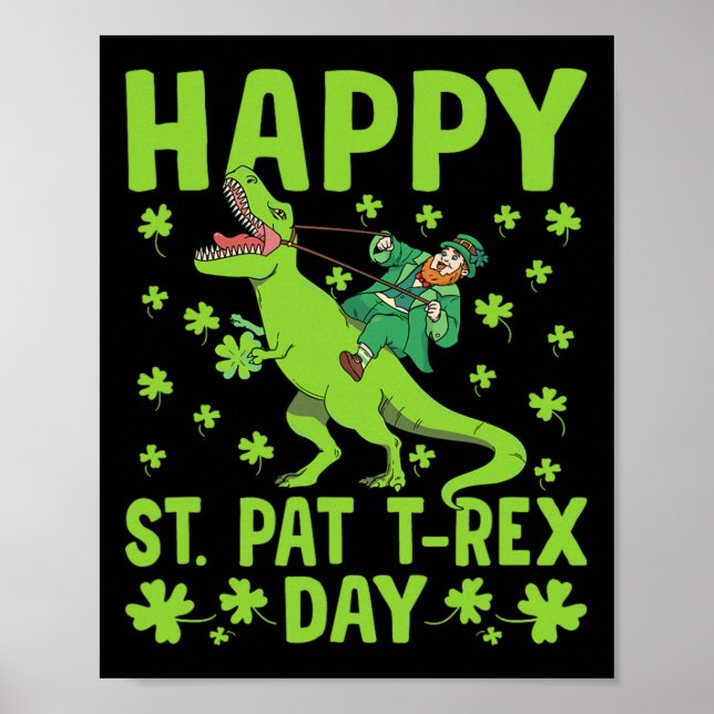 Póster Día de St Pat Trex Dinosaurio Día de San Patricio  (Frente)