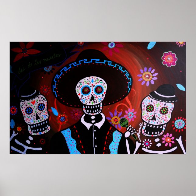 Póster Día de tres mariachis del poster muerto (Frente)