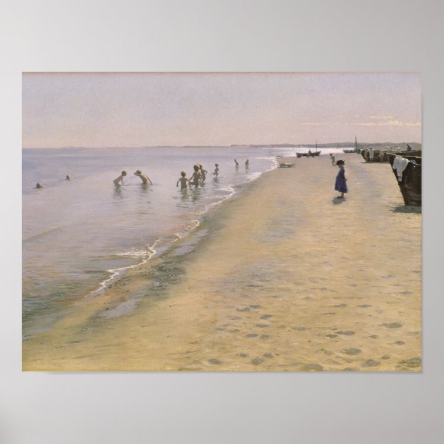 Póster Día de verano en la playa sur de Skagen, 1884 (Frente)
