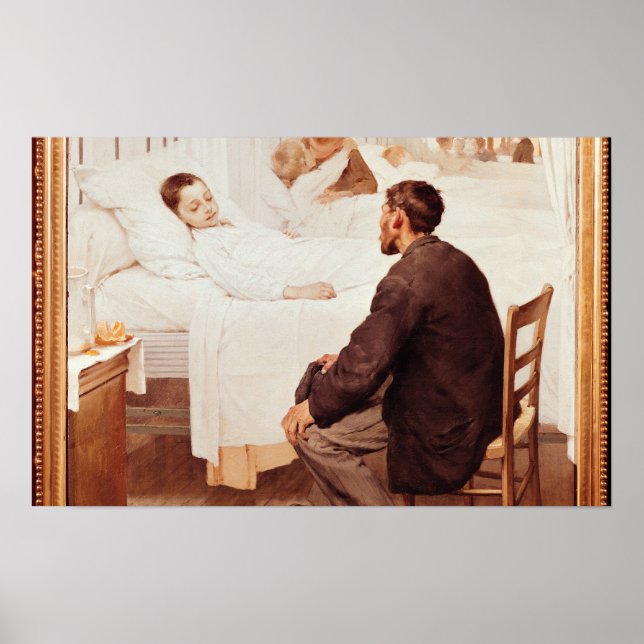 Póster Día de visitas en el hospital, 1889 (Frente)