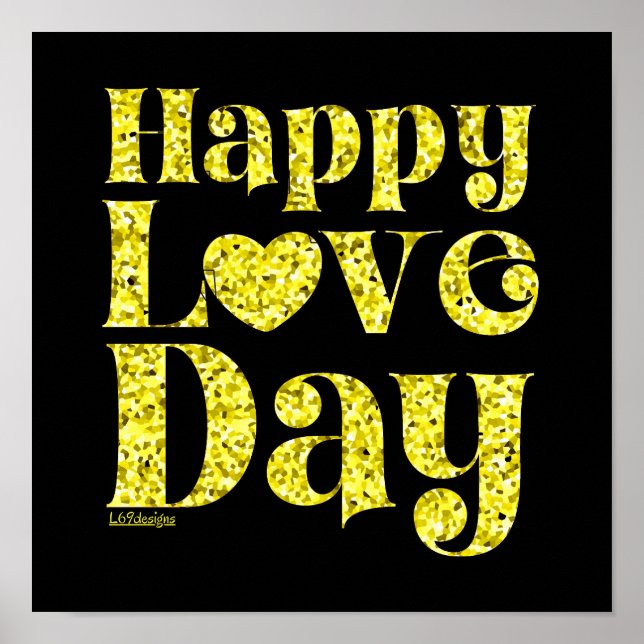 Póster DÍA DEL AMOR FELIZ oro (Frente)