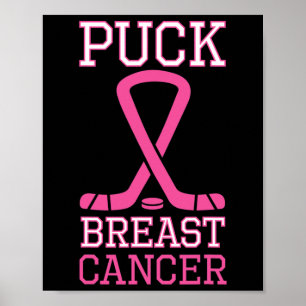 Póster Día del Cáncer de Hockey sobre Hielo de Cinta Rosa