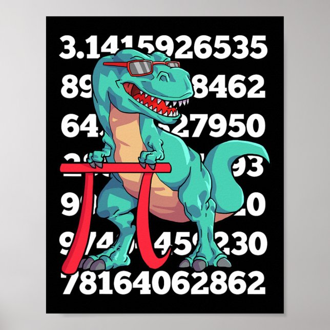 Póster Día del Dinosaurio Pi T Rex Matemáticas Divertidas (Frente)