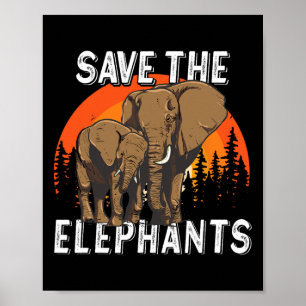 Póster Día del Elefante Animal de la Tierra Salvemos a lo