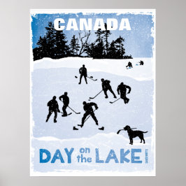 Póster Día del hockey sobre el lago Pond en Canadá